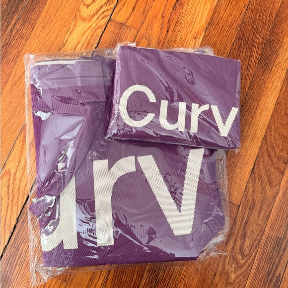 Sean Brown Curves Bag Purple Tote Bag with Matching Pouch - Picture 2 of 2